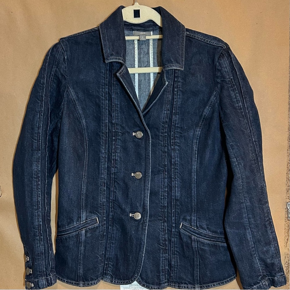 J. Jill Dark Wash Denim Tailored Blazer